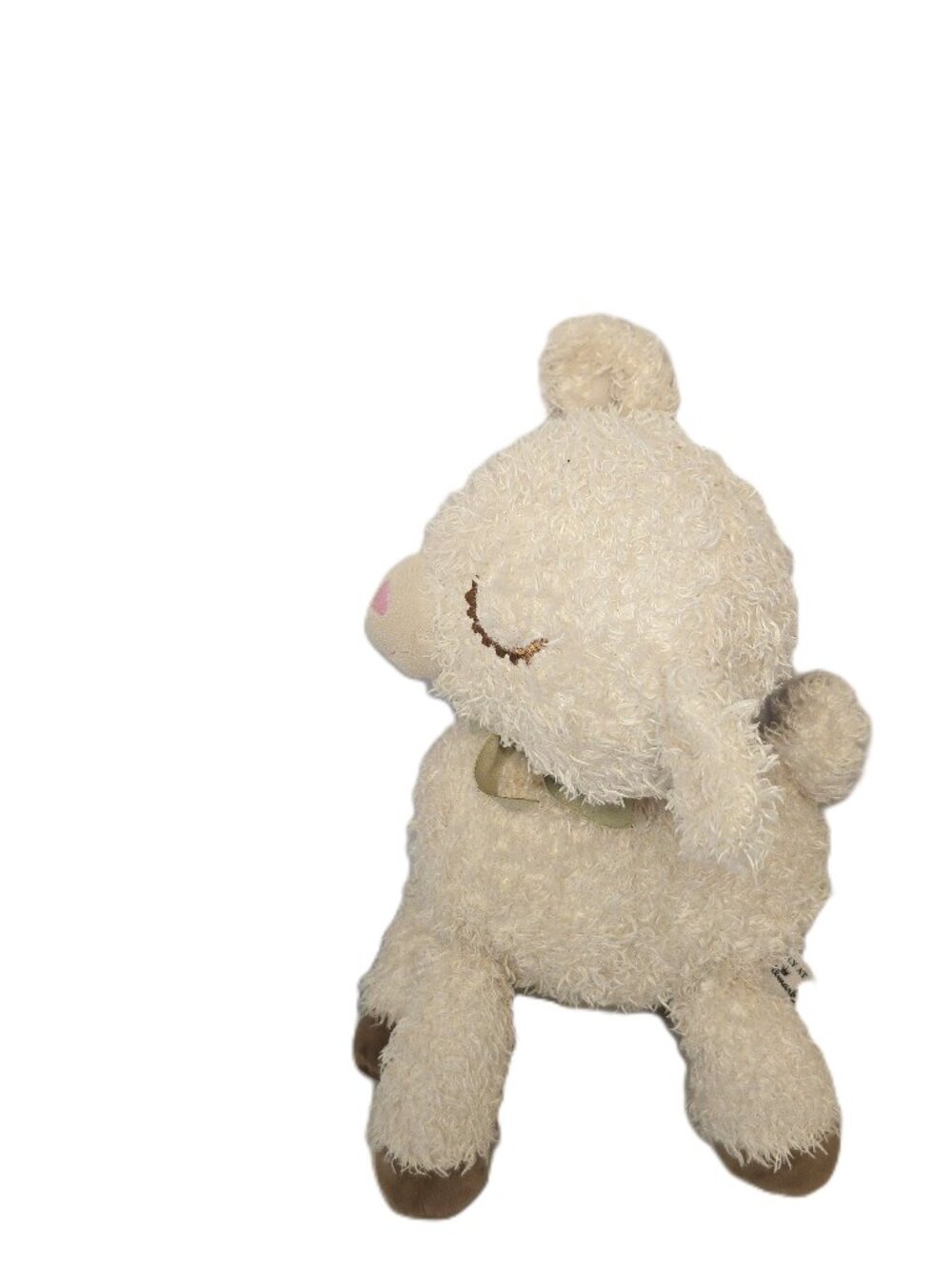 Hallmark Plush Little Blessing Sammy Lamb Sheep Curly Toy Green Bow Sleepy 2014